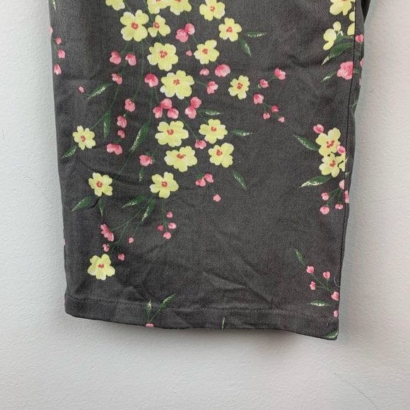 INC INTERNATIONAL CONCEPTS Gray Floral Stretch Cropped Pants Sz 14P - Picture 5 of 8